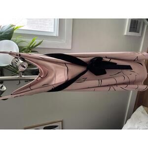 Women's Keepsake Pink Midi Cocktail Dress Black Line Art Bow Detail